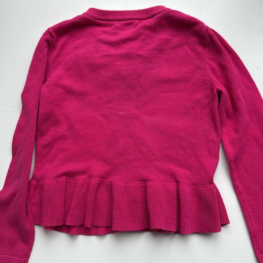 Girls Kate Spade New York button down cardigan magenta hot pink 10 - Picture 6 of 6
